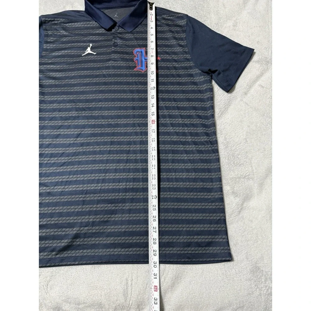 Jordan Houston Texans Polo Mens Large Navy Blue Striped Dri-FIT Shirt